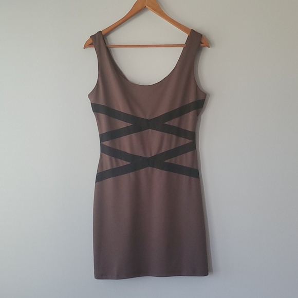 one clothing Dresses & Skirts - One Clothing Brown and Black Tank Bodycon Dress